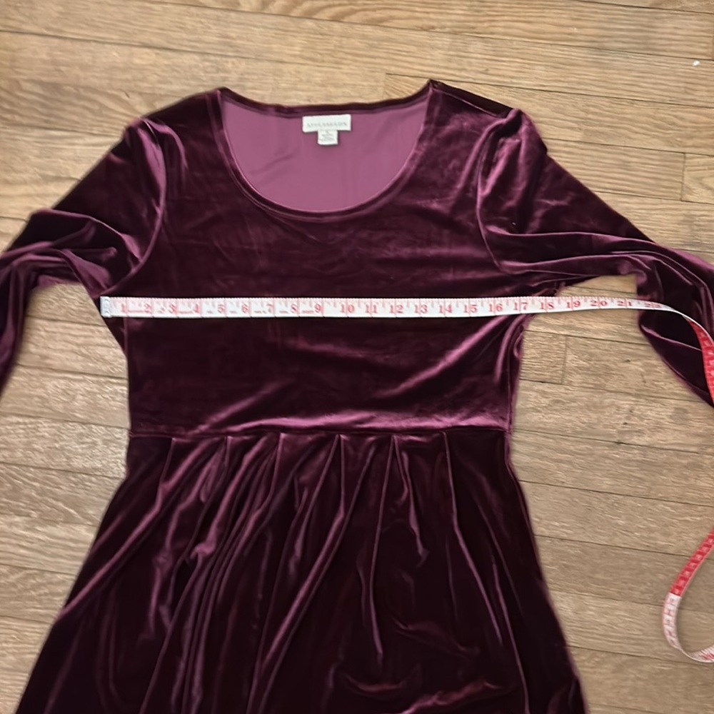 Appleseeds Long Maxi Purple Long Sleeve Velour Velvet Dress Wicca Mystic - Picture 4 of 6